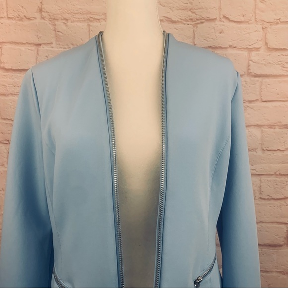 Mark Zunino womens blue blazer jacket career zipper size 12 - Picture 2 of 9